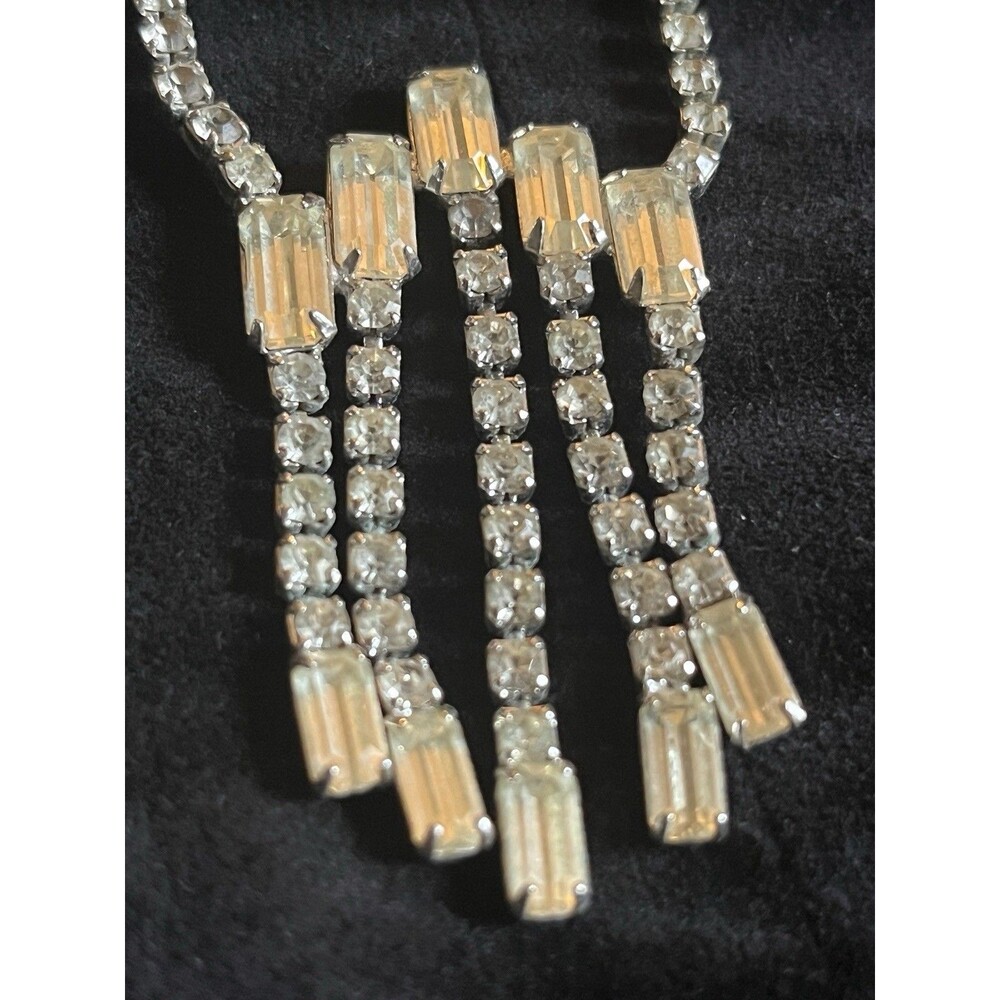 Vintage Rhinestone Necklace Lot Bridal Gatsby Prom Costume Jewelry Set Pear-drop - Picture 2 of 9